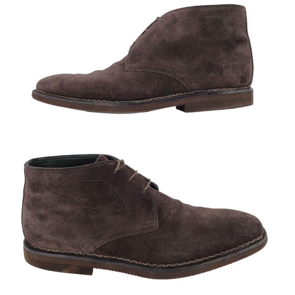 $500 Sutor Mantellassi Italian Men 11 Brown Suede Leather Dress Shoe Chukka Boot - Picture 4 of 13
